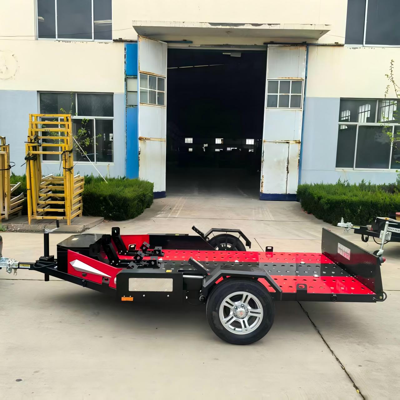 best Model 190 Remote Control Hydraulic Lift 3-Bike Motorcycle Trailer factory